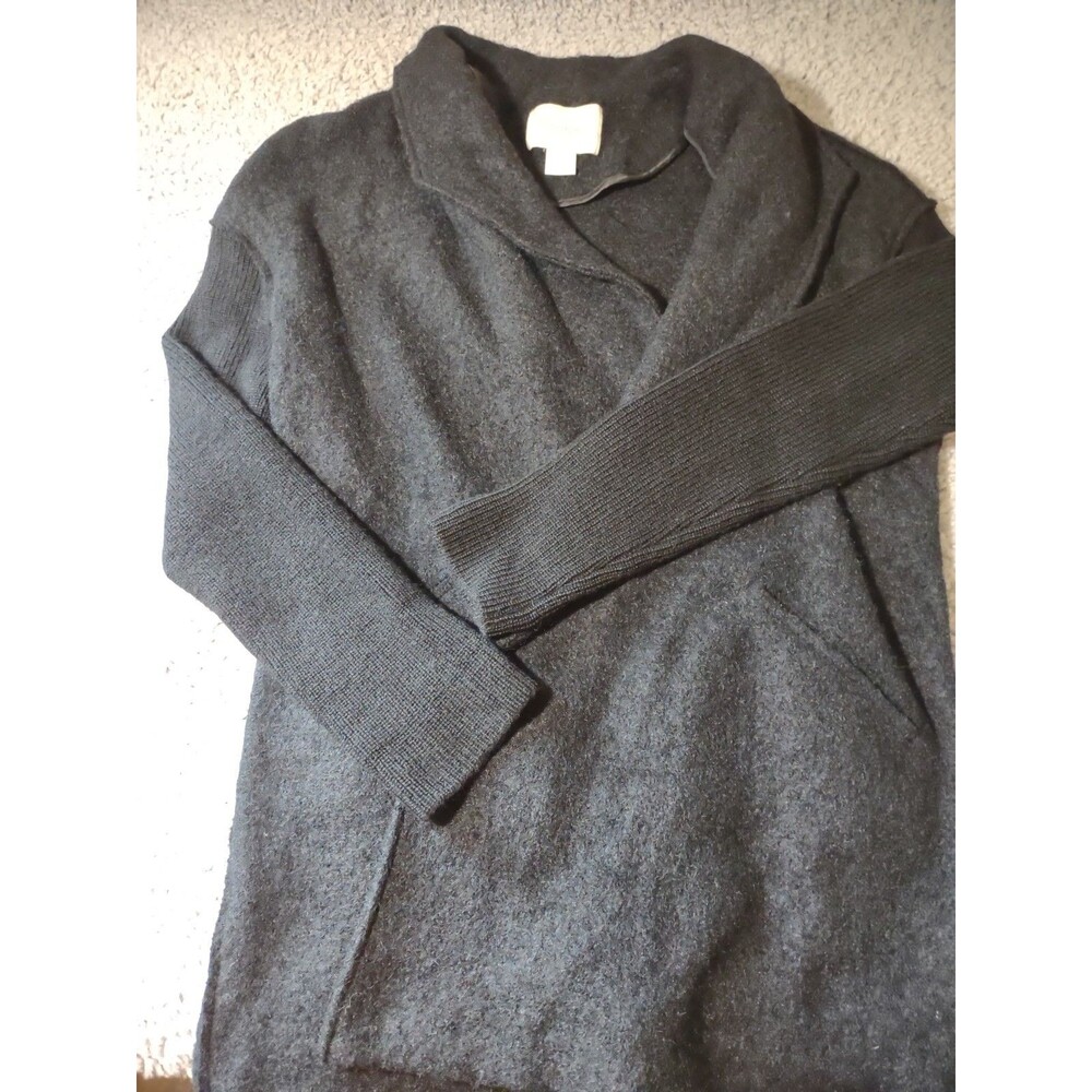Cynthia Rowley Open Front Black Cardigan Wool Nylon Blend Sz M Old Money